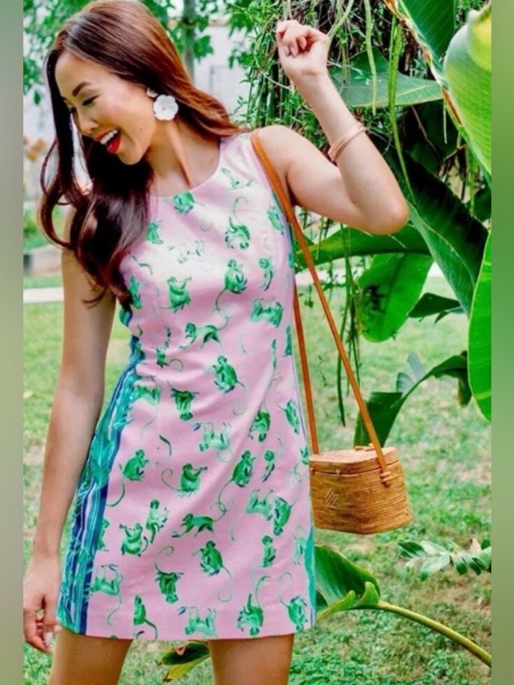 Lilly Pulitzer Pink Sheath Dress  coral reef monkey business print  nwot